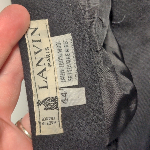 Lanvin Paris Vintage Wool Black Skirt Size 44 M - Picture 8 of 9